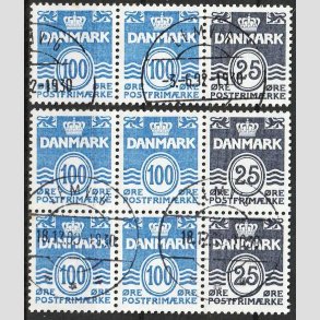 FRIM�RKER DANMARK | 1990 - AFA HS 15 - H�ftesammentryk - Enkelt + Dobbeltstribe - Pragt Stemplet Lemvig