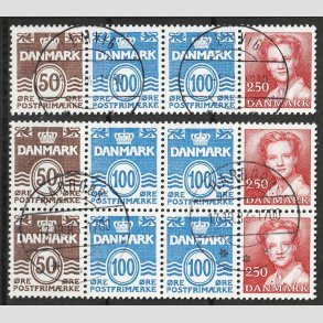 FRIM�RKER DANMARK | 1983 - AFA HS 6 - H�ftesammentryk - Enkelt + Dobbeltstribe - Pragt stemplet