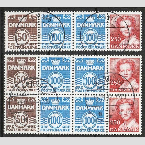 FRIMRKER DANMARK | 1983 - AFA HS 6 - Hftesammentryk - Enkelt + Dobbeltstribe - Pragt stemplet