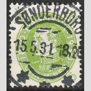 FRIMRKER DANMARK | 1930 - AFA 186 - Chr. X 60 r 5 re lysgrn - Lux Stemplet Snderborg
