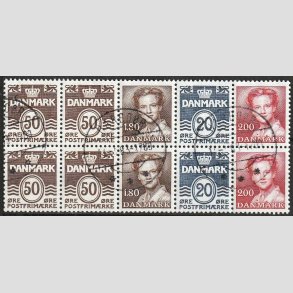 FRIM�RKER DANMARK | 1982 - AFA HS 5 - H�ftesammentryk - Dobbeltstribe - Lux stemplet Harbo�r