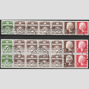 FRIM�RKER DANMARK | 1981 - AFA HS 4 - H�ftesammentryk - Enkelt + Dobbeltstribe - Pragt Stemplet Harbo�r