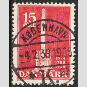 FRIM�RKER DANMARK | 1938 - AFA 244 - Stavnsb�ndet 15 �re r�d - Lux Stemplet 