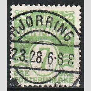 FRIM�RKER DANMARK | 1926-30 - AFA 167 - B�lgelinie 7 �re lysgr�n - Lux Stemplet Hj�rring