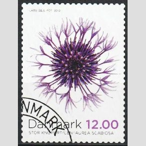 FRIMRKER DANMARK | 2012 - AFA 1716 - Efterrsblomster - 12,00 Kr. flerfarvet - Pnt hjrnestemplet