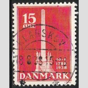 FRIM�RKER DANMARK | 1938 - AFA 244 - Stavnsb�ndet 15 �re r�d - Lux Stemplet Klarskov