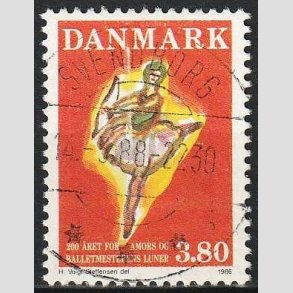FRIM�RKER DANMARK | 1986 - AFA 873 - Balletten Amors luner - 3,80 Kr. flerfarvet - Pragt Stemplet Svendborg