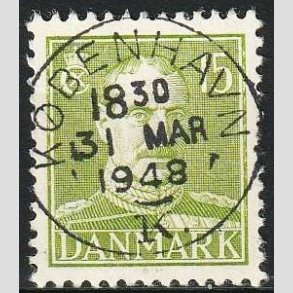 FRIMRKER DANMARK | 1942-44 - AFA 275 - Chr. X 15 re grn - Lux Stemplet 