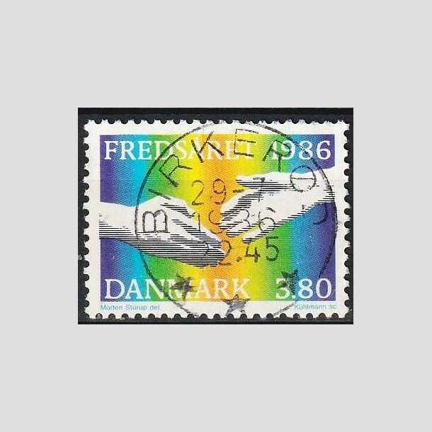 FRIMRKER DANMARK | 1986 - AFA 857 - FNs fredsr - 3,80 Kr. flerfarvet - Pragt Stemplet