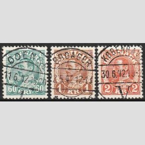 FRIMRKER DANMARK | 1934 - AFA 210-212 - Chr. X - 60 re - 2 kr. - Lux Stemplet
