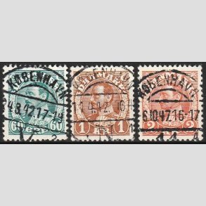 FRIMRKER DANMARK | 1934 - AFA 210-212 - Chr. X - 60 re - 2 kr. - Lux Stemplet