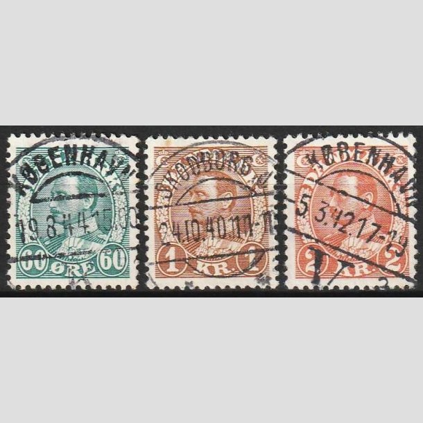 FRIMRKER DANMARK | 1934 - AFA 210-212 - Chr. X - 60 re - 2 kr. - Lux Stemplet