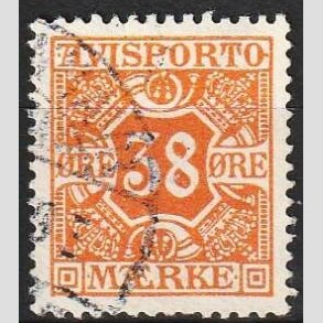 FRIMRKER DANMARK | 1914 - AFA 18 - 38 re orange Avisporto, vandmrke IV kors - Stemplet