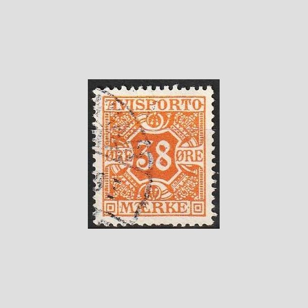 FRIMRKER DANMARK | 1914 - AFA 18 - 38 re orange Avisporto, vandmrke IV kors - Stemplet