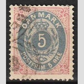 FRIM�RKER DANMARK | 1875 - AFA 24 - 5 �re r�d/bl� - Stemplet