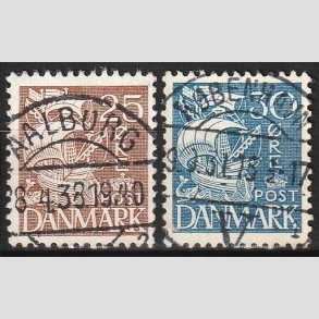 FRIM�RKER DANMARK | 1934 - AFA 214+215 - Karavel - 25 + 30 �re Type I - Lux Stemplet