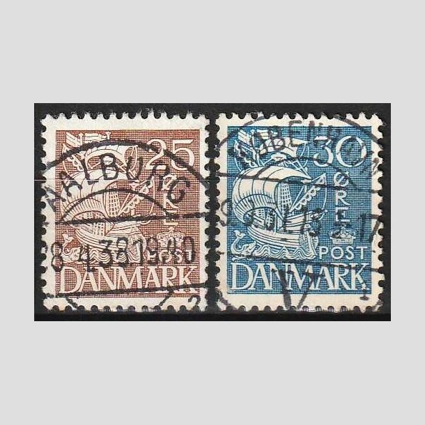 FRIMRKER DANMARK | 1934 - AFA 214+215 - Karavel - 25 + 30 re Type I - Lux Stemplet