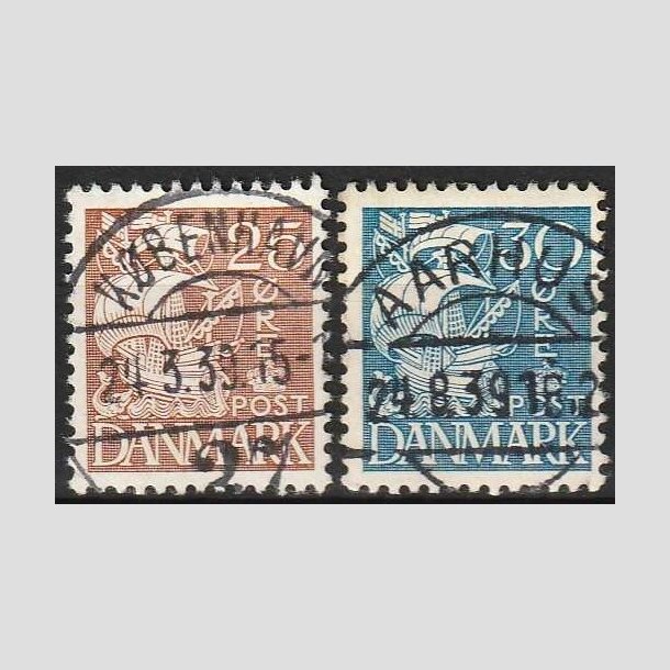 FRIMRKER DANMARK | 1934 - AFA 214+215 - Karavel - 25 + 30 re Type I - Lux Stemplet