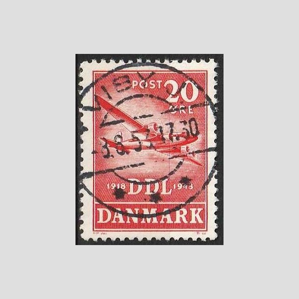 FRIMRKER DANMARK | 1943 - AFA 282 - Luftfart 25 r - 20 re rd - Pragt Stemplet Viby J.