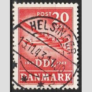 FRIM�RKER DANMARK | 1943 - AFA 282 - Luftfart 25 �r - 20 �re r�d - Pragt Stemplet Helsing�r