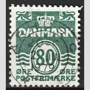 FRIM�RKER DANMARK | 1979 - AFA 675 - B�lgelinie 80 �re m�rkgr�n - Lux Stemplet