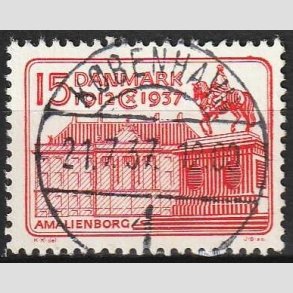 FRIMRKER DANMARK | 1937 - AFA 241 - Chr. X 25 re jubilum 15 re rd - Lux Stemplet