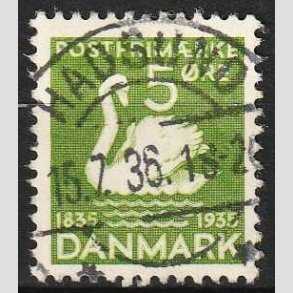 FRIMRKER DANMARK | 1935 - AFA 223 - H. C. Andersen 5 re grn - Lux Stemplet Hadsund
