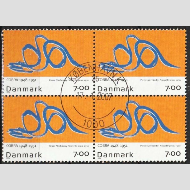 FRIMRKER DANMARK | 2006 - AFA 1486 - Cobra-malere 9. - 7,00 Kr. Pierre Alechinsky i 4-blok - Pragt Stemplet