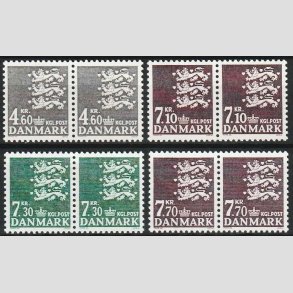 FRIMRKER DANMARK | 1988-89 - AFA 899,901,928,929 - Rigsvben - 4,60 - 7,70 kr. i parstykker - Postfrisk