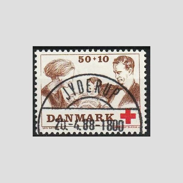 FRIMRKER DANMARK | 1969 - AFA 491 - Dans Rde Kors tillgsvrdi - 50 + 10 re brun/rd - Pragt Stemplet Jyderup