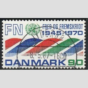 FRIMRKER DANMARK | 1970 - AFA 507 - FN 25 r. - 90 rd/bl/grn - Pragt Stemplet Jyderup