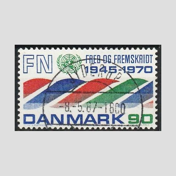 FRIMRKER DANMARK | 1970 - AFA 507 - FN 25 r. - 90 rd/bl/grn - Pragt Stemplet Jyderup