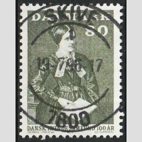 FRIMRKER DANMARK | 1971 - AFA 509 - Dansk Kvindesamfund 100 r - 80 re grgrn - Pragt Stemplet Skive