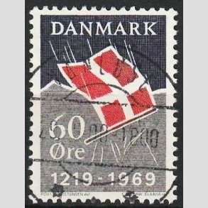 FRIMRKER DANMARK | 1969 - AFA 484 - Dannebrog 750 r - 60 re mrkbl/gr/rd - Pragt Stemplet Vrlse