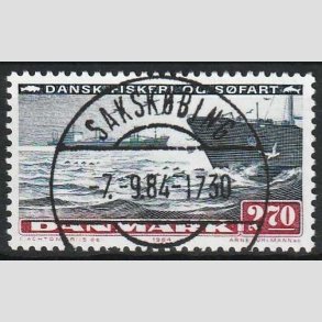 FRIMRKER DANMARK | 1984 - AFA 810 - Fiskeri og sfart - 2,70 Kr. sortbl/rdbrun - Pragt Stemplet Sakskbing (Pragtmrke)