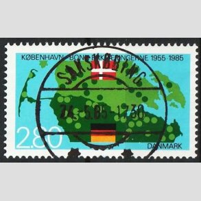 FRIMRKER DANMARK | 1985 - AFA 826 - Kbenhavn-Bonn - 2,80 Kr. flerfarvet - Pragt Stemplet Sakskbing (Pragtmrke)