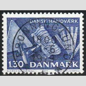 FRIMRKER DANMARK | 1977 - AFA 643 - Dansk hndvrk - 1,30 Kr. bl - Pragt Stemplet Dronninglund