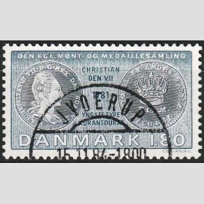 FRIMRKER DANMARK | 1980 - AFA 710 - Gamle danske mnter - 1,80 Kr. bl/blgrn - Pragt Stemplet Jyderup