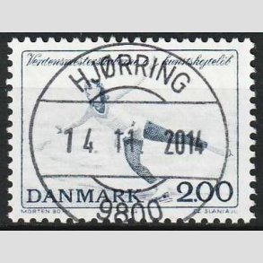 FRIMRKER DANMARK | 1982 - AFA 745 - WM i kunstskjtelb - 2 Kr. bl - Pragt Stemplet Hjrring
