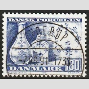FRIMRKER DANMARK | 1975 - AFA 590 - Dansk porceln - 130 re bl - Pragt Stemplet Jyderup
