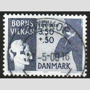 FRIMRKER DANMARK | 1991 - AFA 992 - Brns Vilkr - 3,50 + 0,50 Kr. bl - Pragt Stemplet Brkop