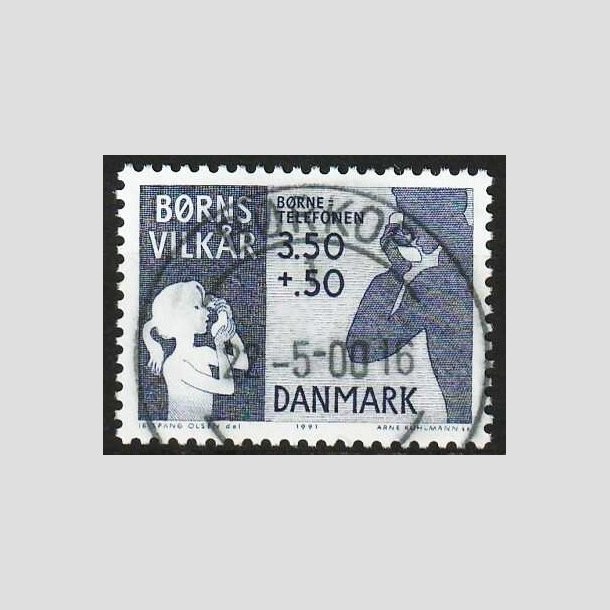 FRIMRKER DANMARK | 1991 - AFA 992 - Brns Vilkr - 3,50 + 0,50 Kr. bl - Pragt Stemplet Brkop