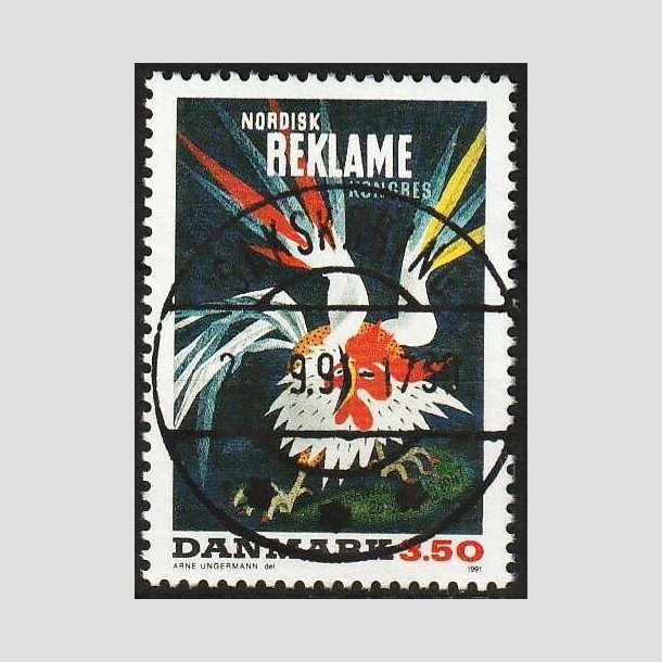 FRIMRKER DANMARK | 1991 - AFA 999 - Dansk Plakatkunst - 3,50 Kr. flerfarvet - Lux Stemplet Sakskbing (Pragtmrke)