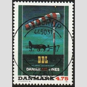 FRIMRKER DANMARK | 1991 - AFA 1001 - Dansk Plakatkunst - 4,75 Kr. flerfarvet - Pragt Stemplet Jyderup