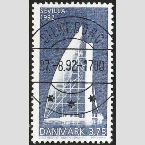FRIMRKER DANMARK | 1992 - AFA 1026 - EXPO 92 i Sevilla - 3,75 Kr. bl - Lux Stemplet Silkeborg (Pragtmrke)