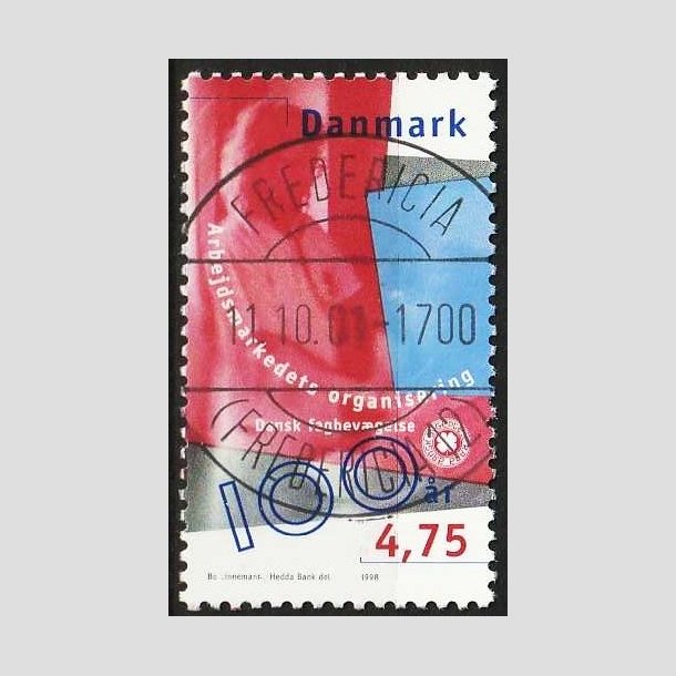 FRIMRKER DANMARK | 1998 - AFA 1166 - Arbejdsmarkedet - 4,75 Kr. flerfarvet - Lux Stemplet Fredericia (Pragtmrke)