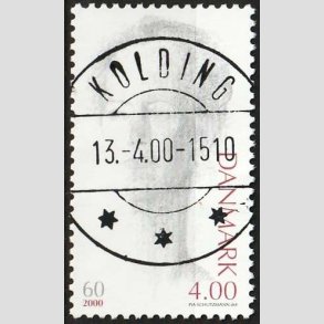 FRIMRKER DANMARK | 2000 - AFA 1239 - Droning Margrethe 60 r - 4,00 Kr. rdbrun/gr - Pragt Stemplet Kolding (Pragtmrke)