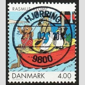 FRIMRKER DANMARK | 2002 - AFA 1307 - Danske tegneserier - 4,00 Kr. Rasmus Klump - Pragt Stemplet Hjrring