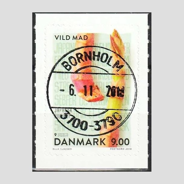 FRIMRKER DANMARK | 2018 - AFA 1943 - Vild mad. - 9,00 kr. flerfarvet - Pragt Stemplet Bornholm