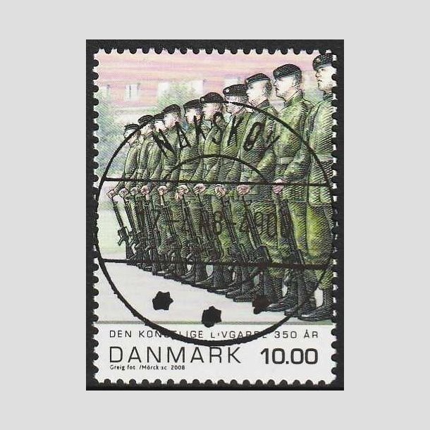 FRIMRKER DANMARK | 2008 - AFA 1534 - Livgarden 350 r. - 10,00 Kr. flerfarvet - Lux Stemplet Nakskov